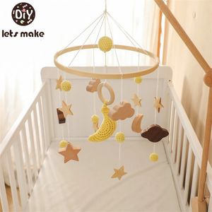 Baby Wood Bed Bell Banana Pendant Mobile Hanging Rattles Toy Hanger Crib Wood Holder Arm Bracket Kid Gift 240408