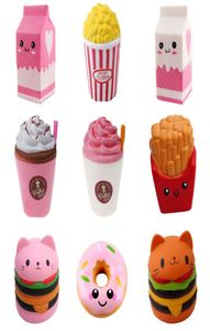 Slow Rebound Squishy Toys Cartoon Milk Carton Hamburger Chips Popcorn Squeeze Fidget Toy Stress Relief Dekompression Toys Angst 6925242