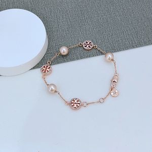 Luxury TB brand letters designer bracelets 18k Gold silver geometry woman crystal bling diamond pearl beads link chain hollow bracelet bangle Jewelry for Women