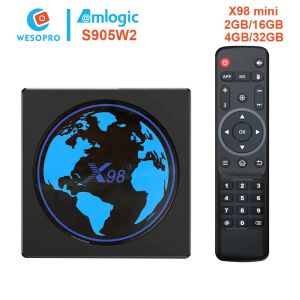 Box Wesopro x98 Mini Android 11 TV Box con Amlogic S905W2 4GB RAM 32GB Supporto ROM AV1 2.4GHz 5.0GHz Wifi BT Player 2GB16 GB