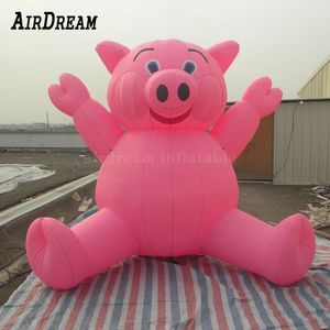 8 mh (26 stóp) z dmuchawą niestandardową gigantyczną nadmuchiwaną Holland Pink Pig Siet na ziemi balon zwierząt do reklamy