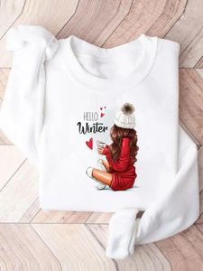 Women's Hoodies Cartoon Lovely Letter Pullovers Lady Fashion Holiday Clothing Christmas Women Year Print Female Woman Graphic Sweatshirts