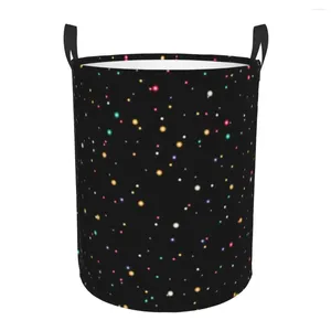 Laundry Bags Fashion Bling Crystal Diamond Basket Foldable Rhineston Pattern Toy Clothes Hamper Storage Bin For Kids Nursery