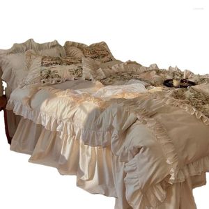 Set di biancheria da letto romantico francese in pizzo retrò set a quattro pezzi tutto cotone puro principessa in stile principessa di alto livello