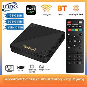 Caixa Q96 Pro Smart TV Box Android 10.0 AmLogic S905 Quad Core 2.4g/5g Dual WiFi Bluetooth 4K Caixa superior 8 GB+128 GB Player H.265