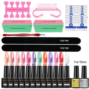 Kits Semi Permanent Nail Polish Set Without UV Lamp For Gel Nail Polish Set Varnish Soak Off Nail Lacquers Base Top Coat For Nail Art