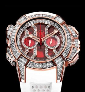 Novo Hip Hop Rates Men Brand Luxo Epic X Series Rose Gold Baguette Diamante AAA Branco Branco Crono Red Male Watch5577794