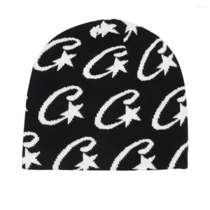 Berets Street Punk Cappello da uomo Ornamenti hip-hop negli anni '90 Bernio in lana a maglia calda Y2K