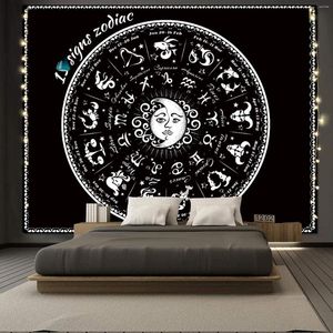 Tapestries Wall Tapestry Moon Sun Patterns Print Rectangular Background Cloth Hanging Carpet Decorative Tools For Home