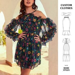 2024 Fashion Summer Custom Blumendruck Kurzes Kleid für Frauen formelle Bodycon Abendkleid Frauen Dame elegant lässig lässig