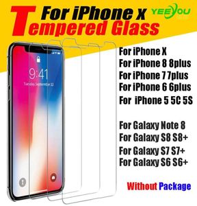 iPhone x 8 8plus 6s Temered Glass Screen Protector for Samsung S6 Edge S8 Note 8 Pakcage8515160なしでフィルム保護