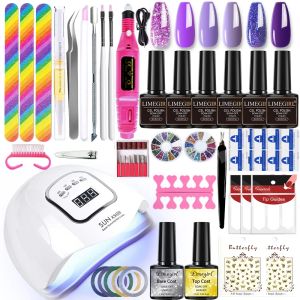 Kits Nail Set Professional Nail Set Nail Gel Kit med UV LED -lampa och nagelborr för all torkning av Soakoff Gel Nail Polish Manicure Set