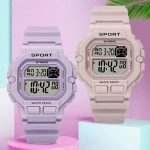 Zegarek zegarki synok cyfrowe zegarki cyfrowe Lady Sports Luminous wielofunkcyjny Wodoodporny Chrono WristWatch Outdoor Girls Fashion Student Watch