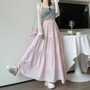 Pink Dress Spring Girl Liten Statur 2024 Gentle Style Slim and Versatile Half kjol a-line hög midja kaka