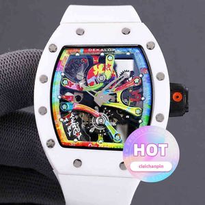 Assista designer Large Dial Dial Graffiti escavado mecânica automática com personalidade nova e elegante