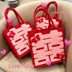 Gift Wrap 2024 Chinese Style Hollow Wedding Bags With Handbag Blessing Letter Packaging Bag Storage Favors Candy Boxe