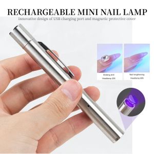 Dryers Mini UV Light for Gel Nails USB Rechargeable LED Nail Lamp with Magnetic Suction Cover Portable UV Flashlight for Manicure