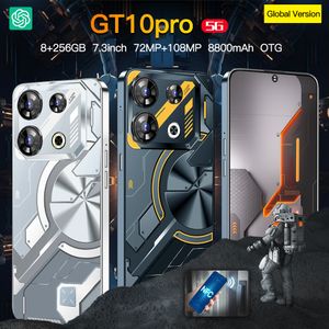 7.3 بوصة GT10PRO PHONE يفتح NFC ميزات سعة 256 جيجابايت 128 جيجابايت شاشة اللمس USB الهاتف Android SmartPh