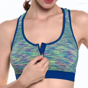 Bras Women Reißverschluss Push Up Sport Bra Weste Unterwäsche schockdes atmungsaktives Fitness -Fitness -Sport Yoga Tops