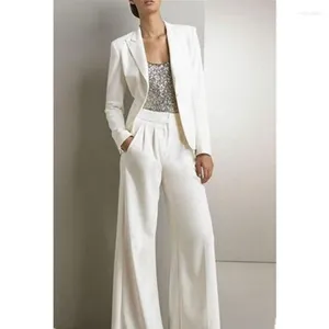 レディースツーピースパンツ女性スーツ2ピース結婚式宴会のための白いカスタムメイドの堅実なフォーマルビジネスオフィスタキシードセットジャケット