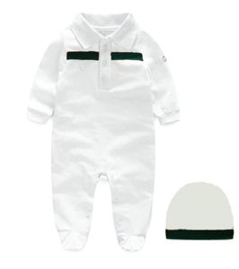 Baby Rompers Boy Girl Kids 12 år Nyfödd 100Cotton Nyfödd långärmad Kort ärm Jumpsuit Hat 2 Piece Set G0019177575