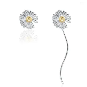 Orecchini per borchie autentica 925 glassa bianca in argento sterling fiore margherite per donne San Valentino Fine S925 Gioielli DA2802