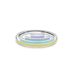 Rings Cluster Models S925 Sterling Silver Creative Rainbow che cade un anello di olio per donne in Europa e America Design versatile unico
