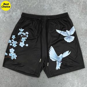 Mäns shorts y2k Peace Cherry Blossom Print Casual Summer Gym Workout Athletic for Men Women snabbt torrt andas