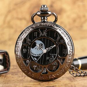 Pocket Watches Steampunk Hollow Out Case Skull Dial Men Women Retro Quartz Analog Watch Necklace Pendant Chain Xmas Gift Timepiece