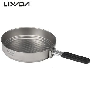 LIXADA 1400ML Stekpanna med fällbart handtag Portable Ultralight Grill Frying Outdoor Cooking Camping Picnic Cookware 240306