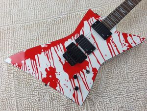 LTD DJ600 ATREYU DAN JACOBS Tar Blood White Explorer Electric Guitar EMG Pickups Bat Inlay Floyd Rose Tremolo Bridge Black Hardw6579645