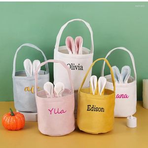 Gift Wrap Personalized Easter Soft Baskets Embroidered Custom Name Supplies Unique Kids Candy Bag Basket