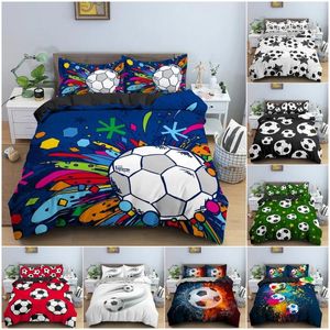 Bettwäsche Sets Fußball Bettdecke Cover Set Soccer für Kinder Jungen Teenager Sportthema Tröster Ball Muster Quilt