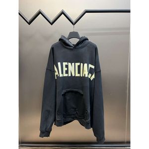 Klassisk lös designer hoodie balencigs mode hoodies hoody mens tröjor högkvalitativ hög version Paris B Family Tape American Pattern Letter Long Sleeped