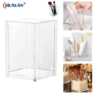 Storage Boxes Transparent Make Up Organizer Plastic Makeup Brush Pot Acrylic For Cosmetics Holder Desk Cosmetic Container