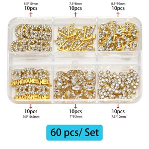 30/60 Pcs/Set 3D Luxury Metal Nail Art Decorations Alloy Shiny Rhinestones Pearl Gems Zircon Diamond Charm DIY Nail Accessories 240401