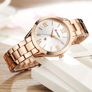 Women Steel Watch Ladies Luxury Dress Fashion Quartz Wristwatch Classic Crystal Gold Bracelet Women Watch Clock