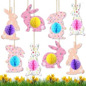 Dekoracja imprezy 4PCS/Set Easter Honey Pombing Dekoracje z 3D papierową kulą jajeczną na 2024 Spring Materiały