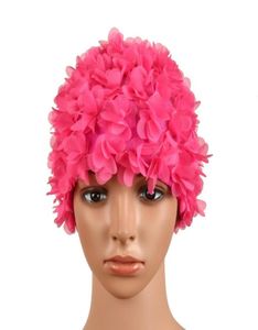 Vintage Floral Ladies Frau Schwimmkappe Blütenblätter Retro Schwimmhut Blume Badekappe attraktive Hat31634472196607