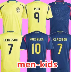 2024 Sweden Larsson Mens Soccer Jerseys Seleção Nacional Retro Dahlin Brolin Ingesson Casa Amarelo Afinal Auxil