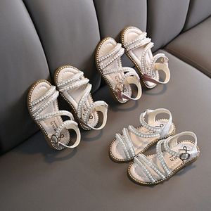 Flickor sandaler barn sommar damer pärla prinsessor skor småbarn ungdomsprestanda skor rosa gyllene eur 21-36 d8x2#