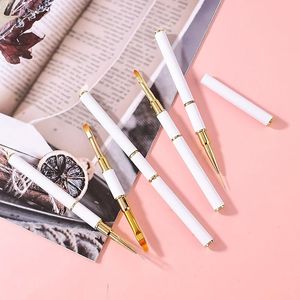 Dual-Ended Nail Brush Acrylic Nail Art Borstes Professional Gel Nail Polish Liner Flower Målning Ritning Manikyrverktyg