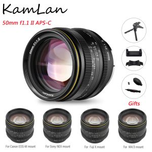 Accessories KamLan 50mm f1.1 II APSC Camera Lens Large Aperture Manual Focus For Canon Sony Fuji M4/3 Olympus Panasonic Mirrorless Camera