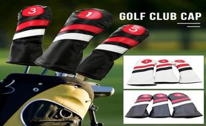 3PCS Golf Head Covers Driver Fairway Wood Headcovers Black Red White Vintage PU Leather 1 3 5 Driver Fairway Head Covers9688074