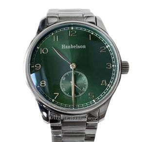 Herrenbeobachtung Automatische mechanische Bewegung Wickende grüne Gesicht einfach digitales Zifferblatt Stahlhülle Metallgurt Armbandwatch8107393