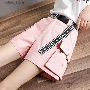 Women's Jeans Cargo Pants Shorts for Womens Summer Pants Female dents Korean Loose Casual Sports High-waisted Shorts Big Pocket Y240408