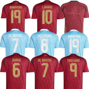 2024 Belçika Futbol Jersey de Bruyne Lukaku Doku 2024 Euro Kupa Milli Takım Futbol Gömlek 24 25 Ev ve Uzak Carrasco Tielemans Bakayoko Trossard Oyuncu Versiyonu