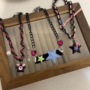 Pendant Necklaces Sweet And Cool Colorful Multi Layered Chain Star Little Devil Necklace Female Elegance Unique Personality Y2K Collar