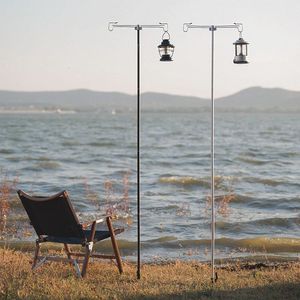 Camping Lamp Stand Hook Portable Folding Lantern Post Pole Collapsible Outdoor Fishing Multifunktionellt hängande ljushållarverktyg 240325