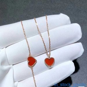 High End Original 1to1 Brand Womens Bracelets v Golden Vancelf Love Necklace Womens Heart Peach Heart Bracelet Collar Chain Thick Sterling Silver Charm Bracelet